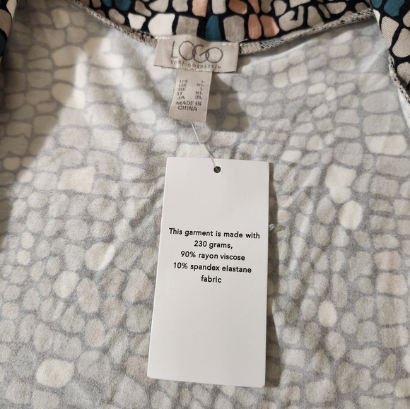 LOGO by Lori Goldstein Women's SZ L Leticia Mosaic Open Front Duster Cardigan - Picture 15 of 16